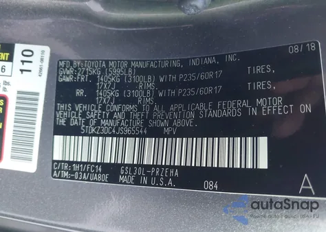 2018 Toyota Sienna Le 8 Passenger из США, поврежденный, VIN 5TDKZ3DC4JS965544